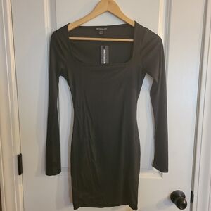 PrettyLittleThing Black Long Sleeve Square Neck Bodycon Dress